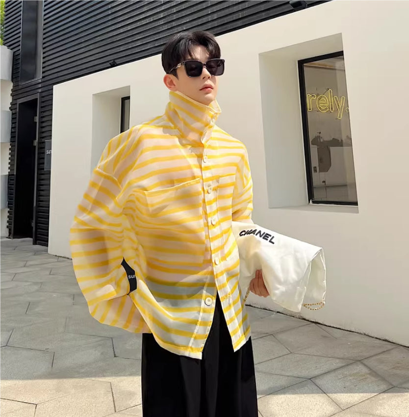 Men's Loose Striped Casual Thin Shirts