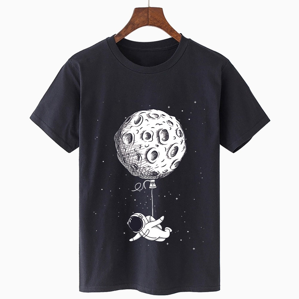 Round Neck Short Sleeve Starry Print Oversized Loose T-Shirt