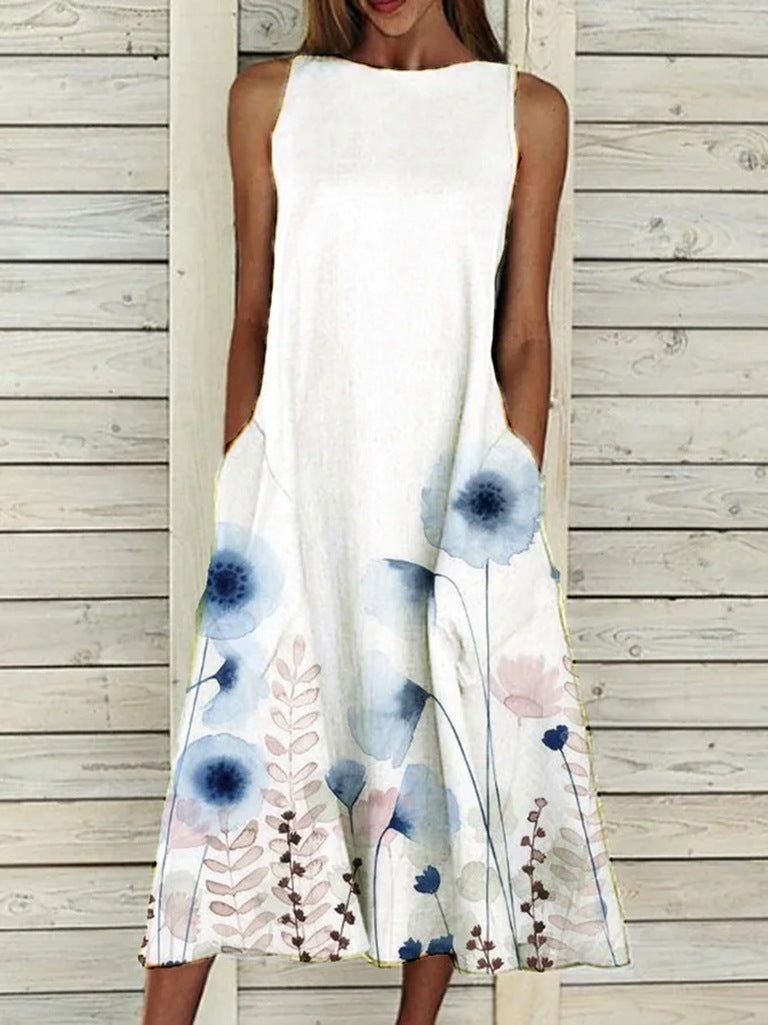 Summer Vintage Floral Print Loose A-Line Dresses