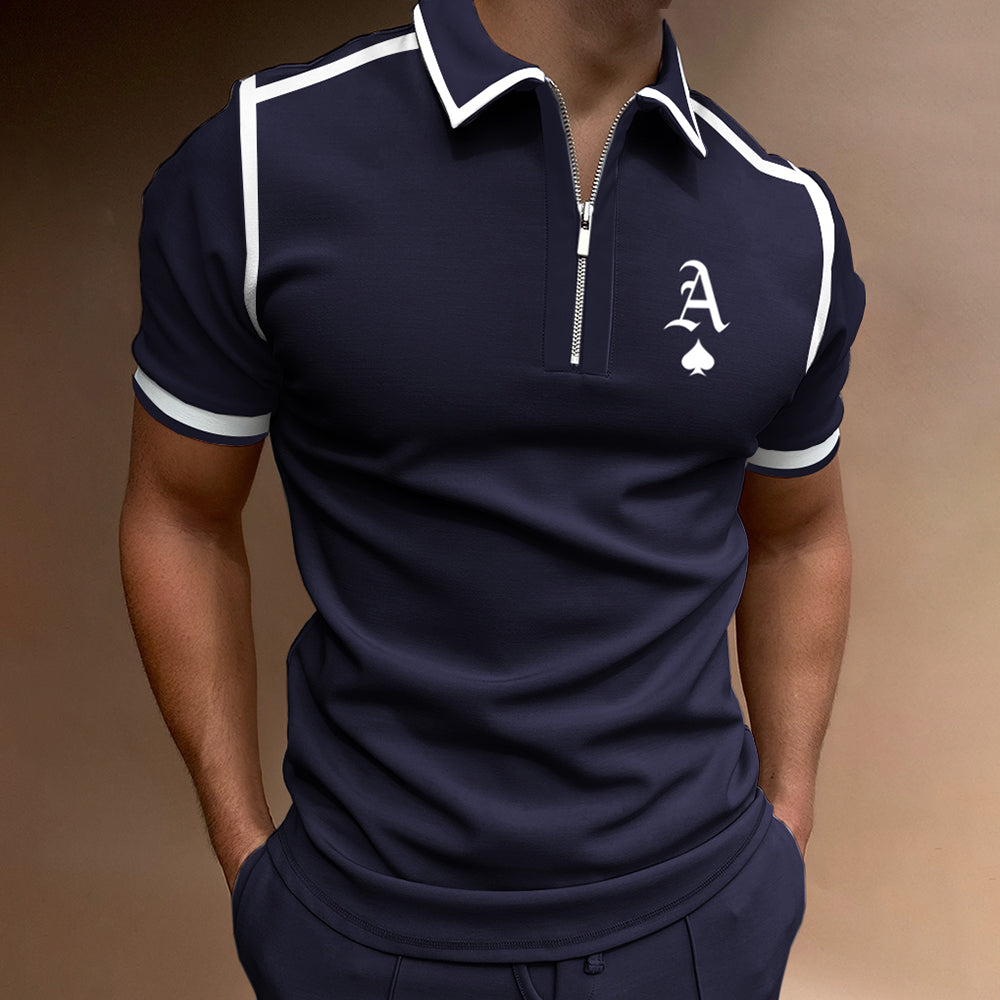 POLO Shirt Zip Colorblock Men's T-Shirt Top