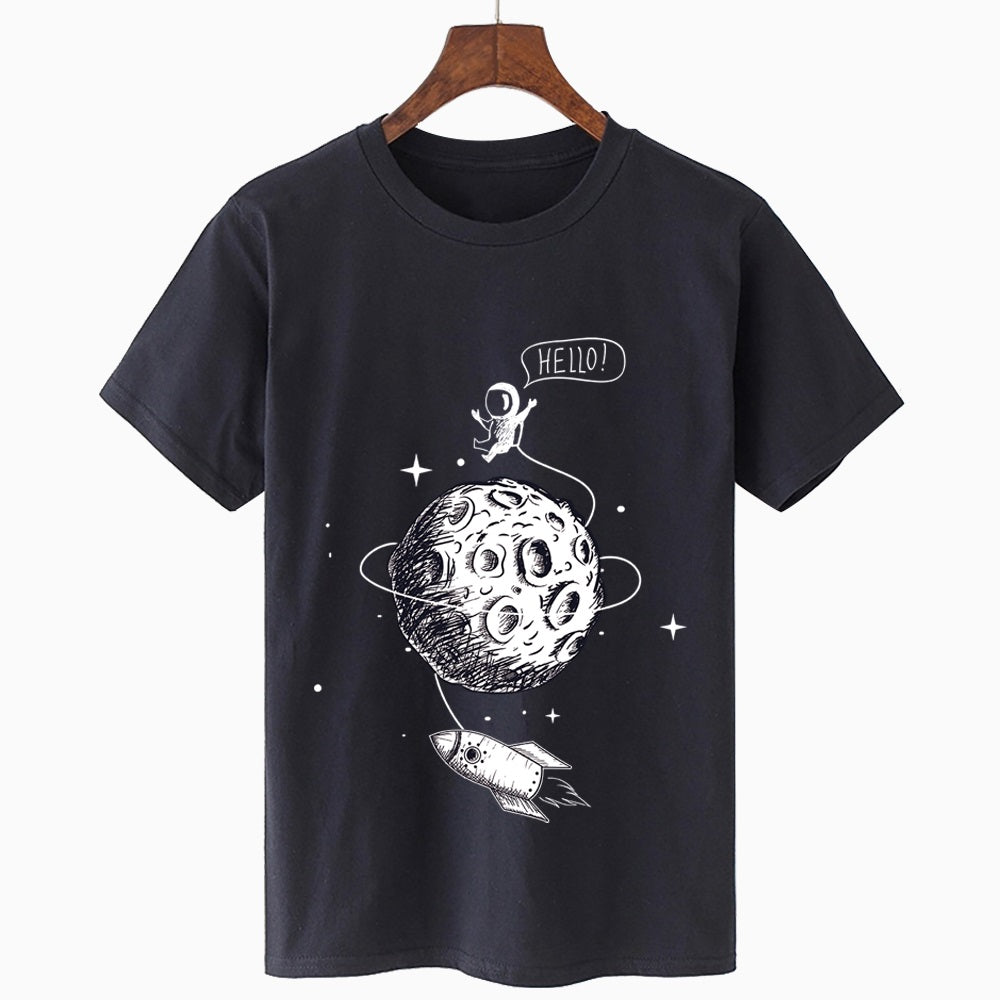 Round Neck Short Sleeve Starry Print Oversized Loose T-Shirt
