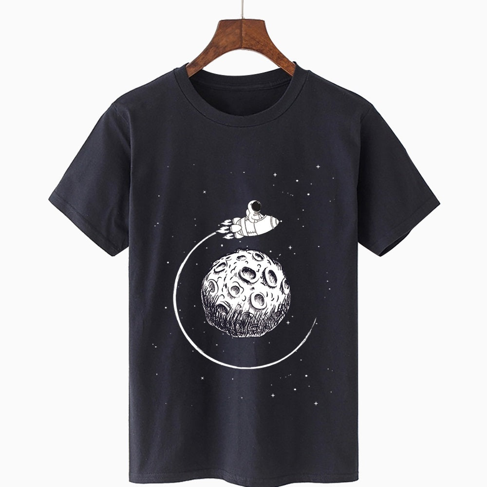 Round Neck Short Sleeve Starry Print Oversized Loose T-Shirt