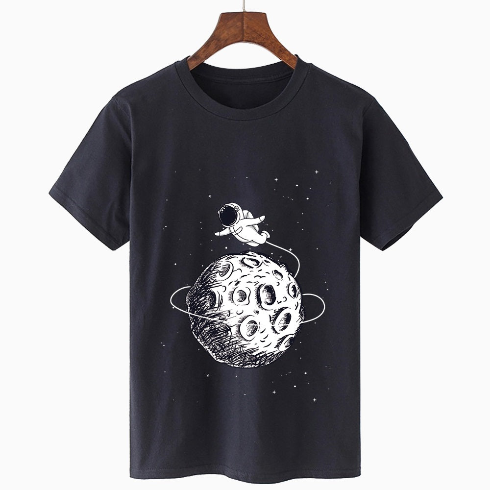Round Neck Short Sleeve Starry Print Oversized Loose T-Shirt