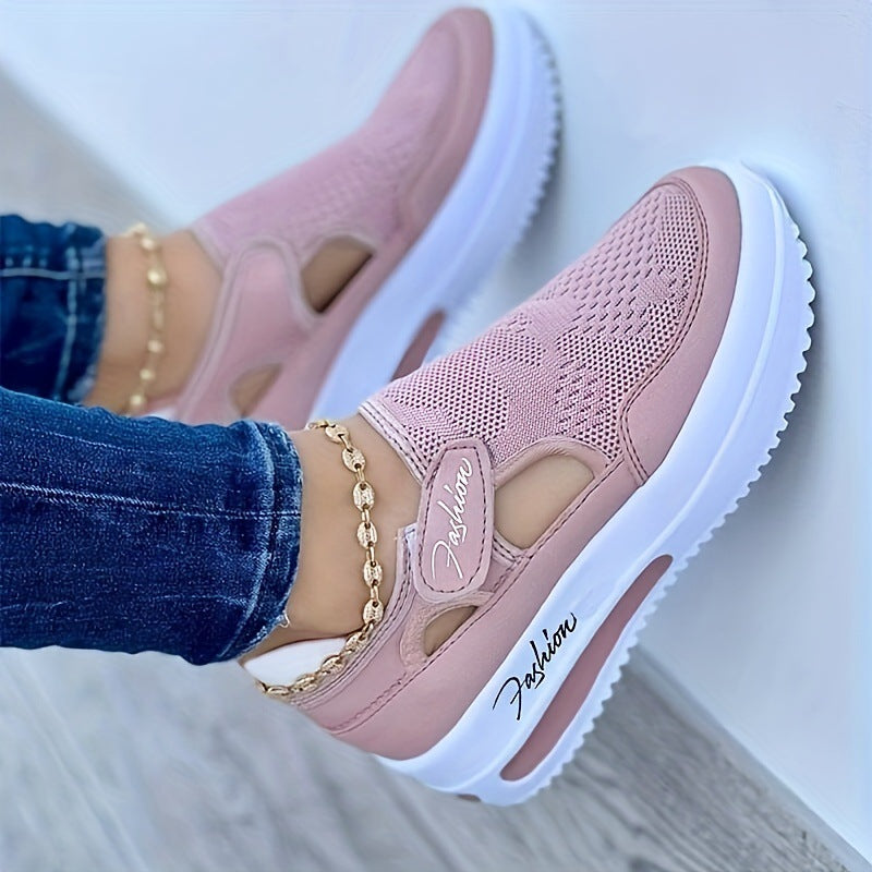 Women's Flyknit Breathable Casual Wedge Chunky-Soled Sneakers