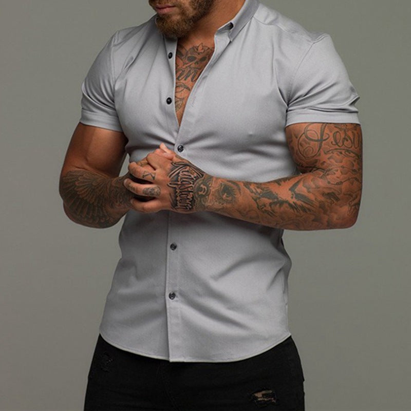 Lapel Shirt Stretch Thin Solid Color Athleisure Cardigan