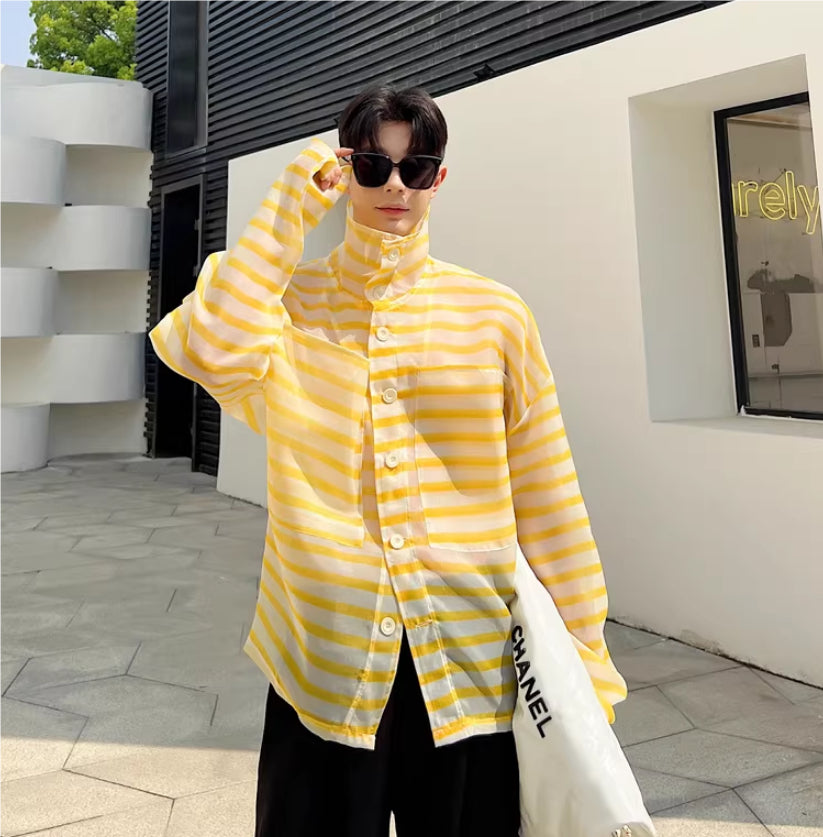 Men's Loose Striped Casual Thin Shirts
