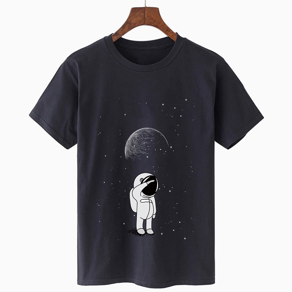 Round Neck Short Sleeve Starry Print Oversized Loose T-Shirt
