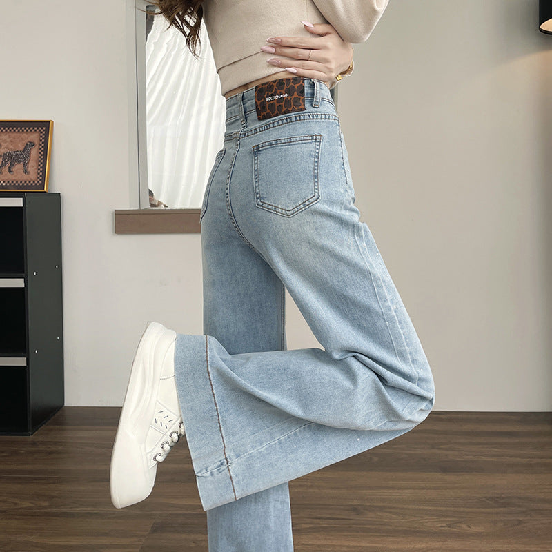 Hot-stone Embellished High-waisted Slimming Wide-leg Jeans
