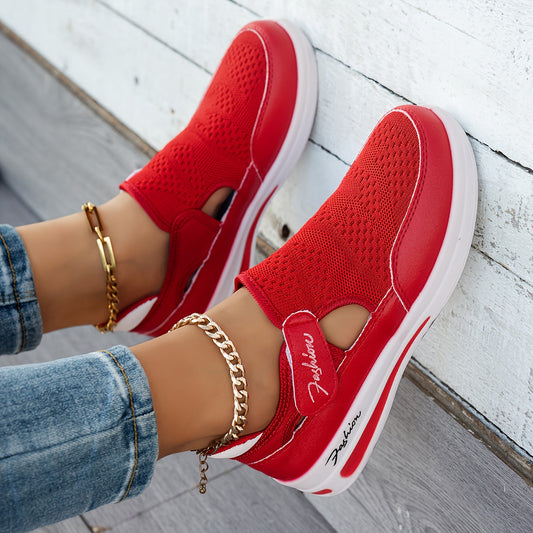 Women's Flyknit Breathable Casual Wedge Chunky-Soled Sneakers