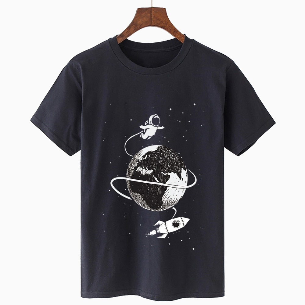 Round Neck Short Sleeve Starry Print Oversized Loose T-Shirt