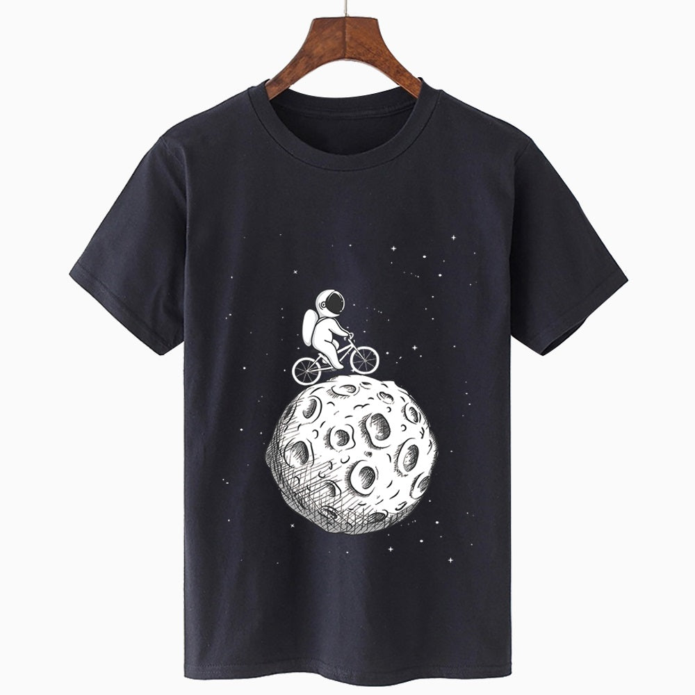 Round Neck Short Sleeve Starry Print Oversized Loose T-Shirt