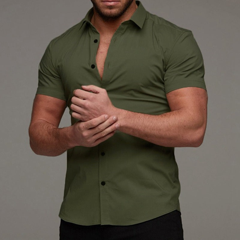 Lapel Shirt Stretch Thin Solid Color Athleisure Cardigan