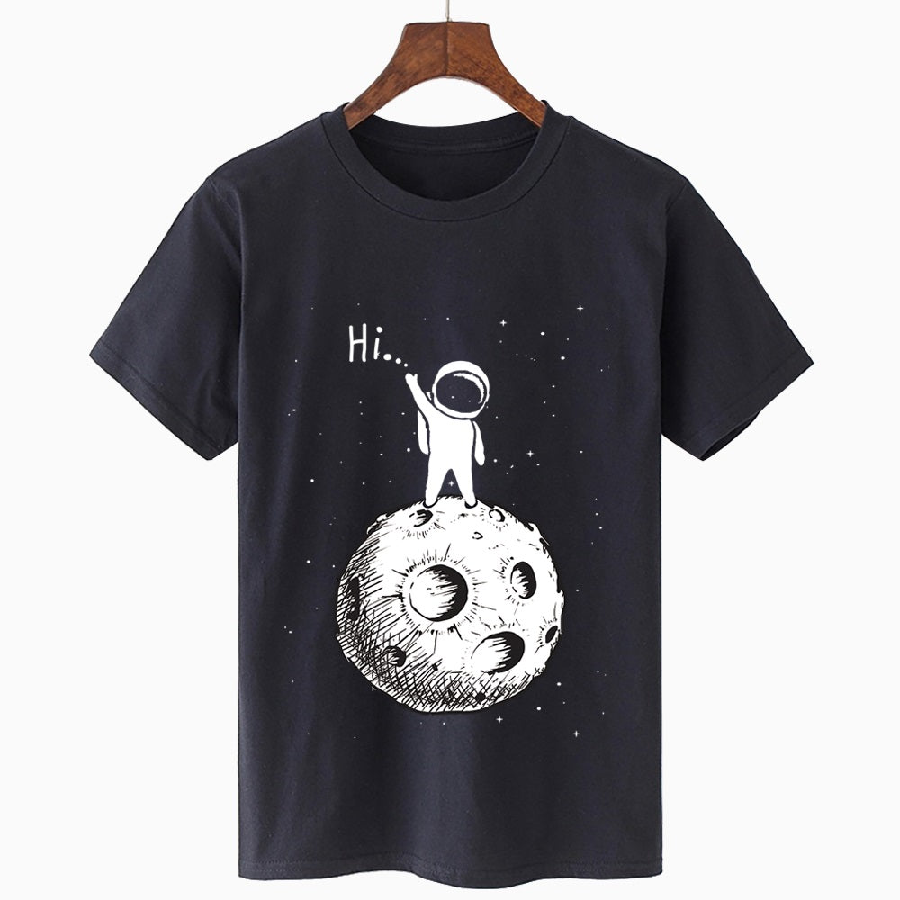 Round Neck Short Sleeve Starry Print Oversized Loose T-Shirt