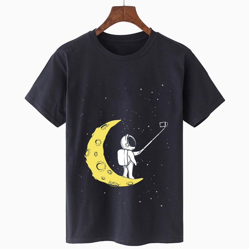 Round Neck Short Sleeve Starry Print Oversized Loose T-Shirt
